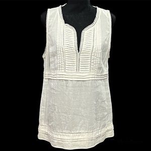 Jackpot Organic Linen Pintucked Sleeveless Top